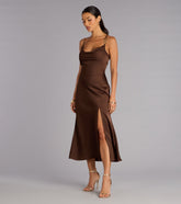 After Hours Sultry Satin Lace-Up Midi Dress