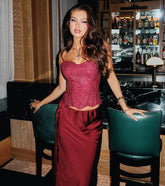 Starlet Nights Floral Lace Strapless Corset Top