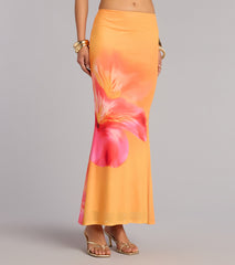Sunset Mood Tropical Floral Maxi Skirt
