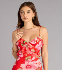 All Eyes On You Floral Ruffle Maxi Dress