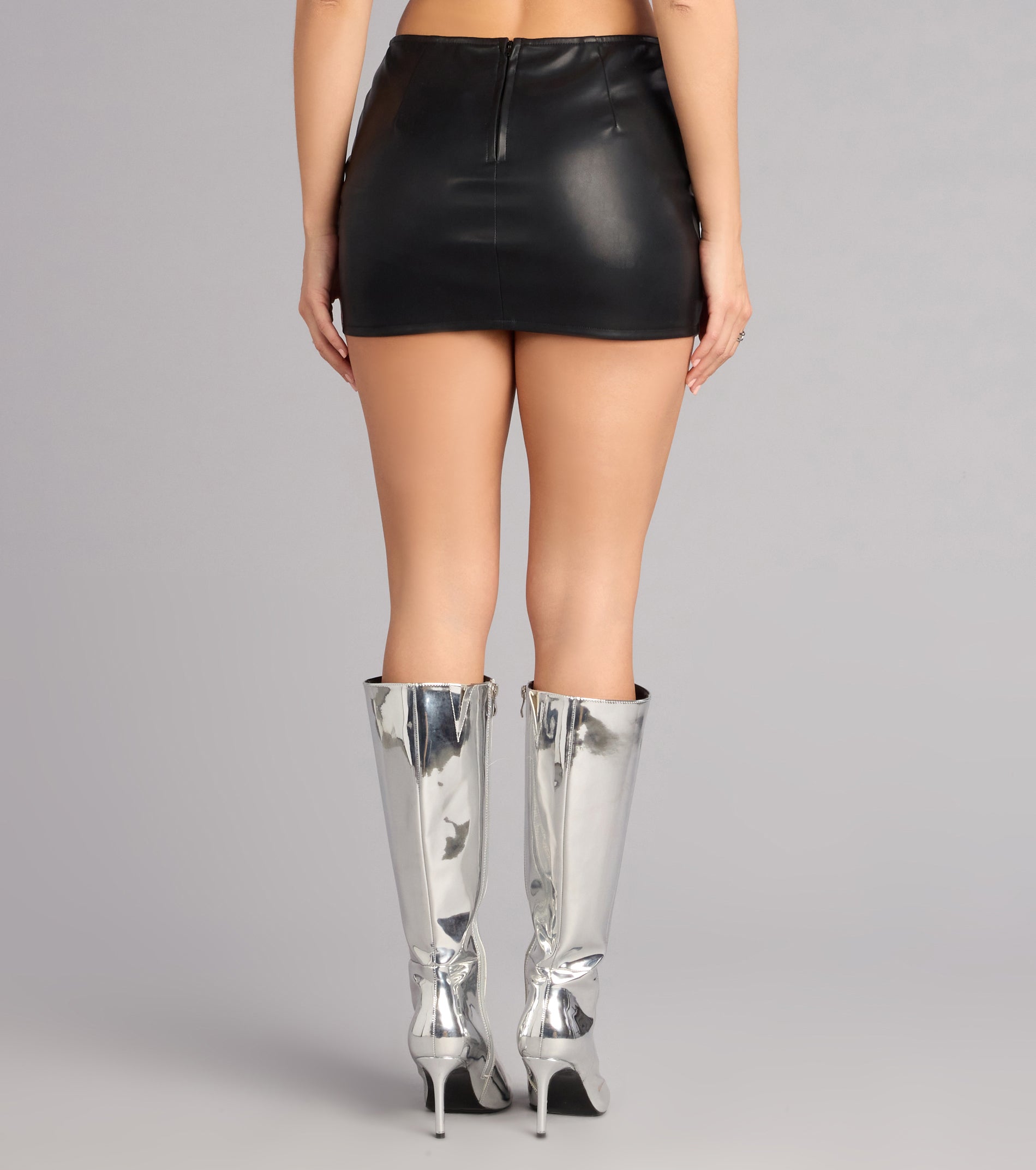 Confident Edge Belted Faux Leather Mini Skort