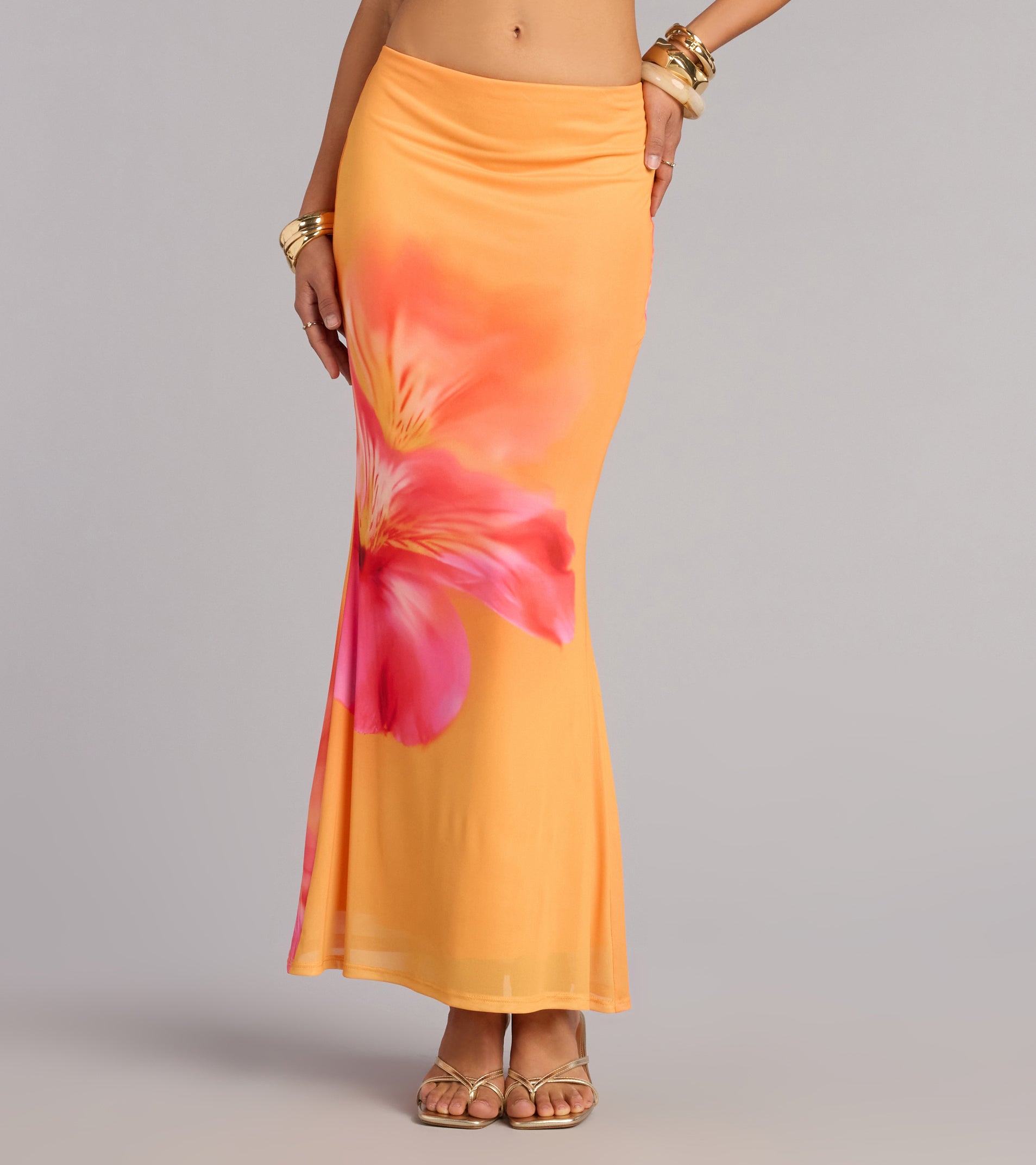 Sunset Mood Tropical Floral Maxi Skirt